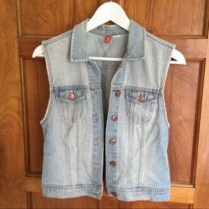 Light wash denim vest / jean jacket vest